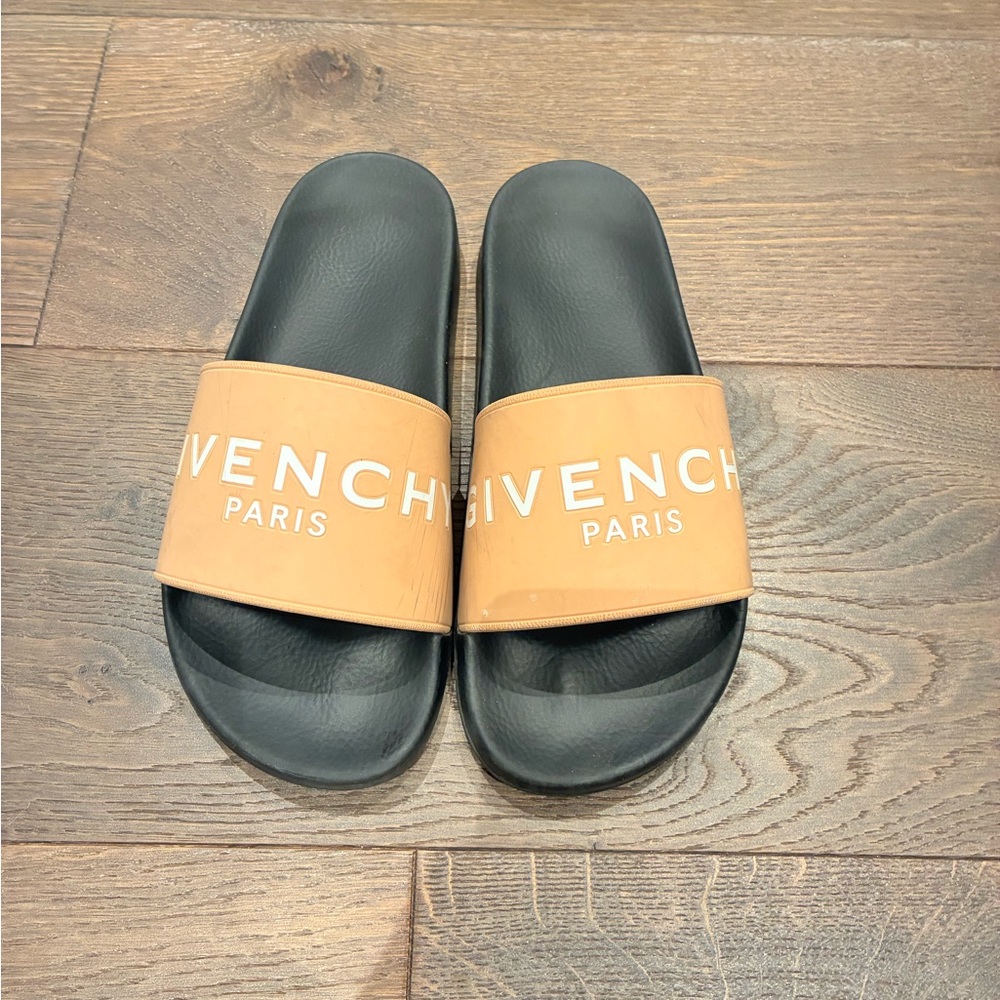 Givenchy women’s Black and Tan Slide Sandals